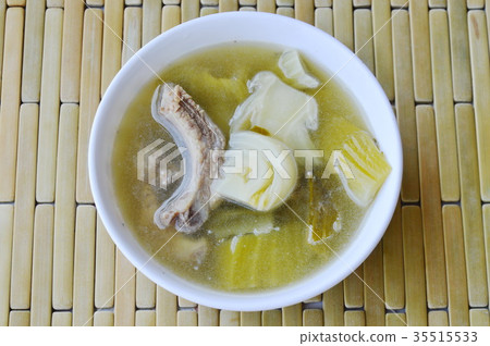 pickled cabbage with pork rib soup on bowl 35515533