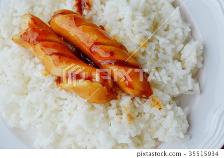 fried pork sausage dressing sweet chili sauce fried pork sausage dressing sweet chili sauce 35515934