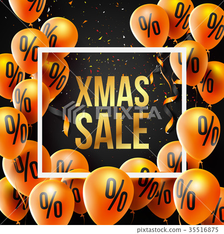 Christmas Sale Poster by Balloon with Percent Sign 35516875