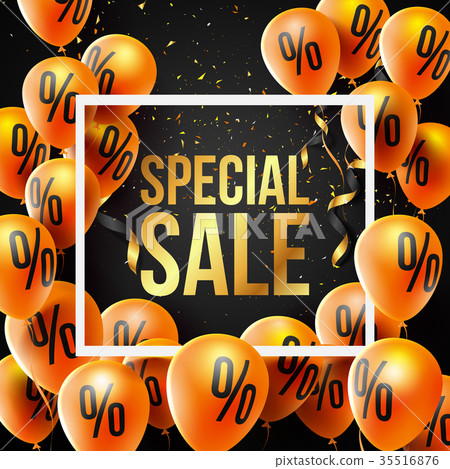 Special Sale Poster by Balloons with Percent Sign 35516876