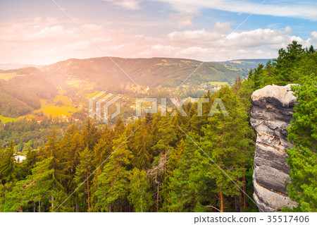 Viewpoint aboce Jizera valley in sandstone Viewpoint aboce Jizera valley in sandstone 35517406