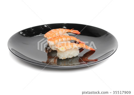 sushi shrimp in plate  on white background 35517909