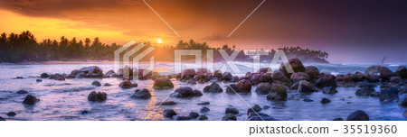 Tropical beach on sunset 35519360