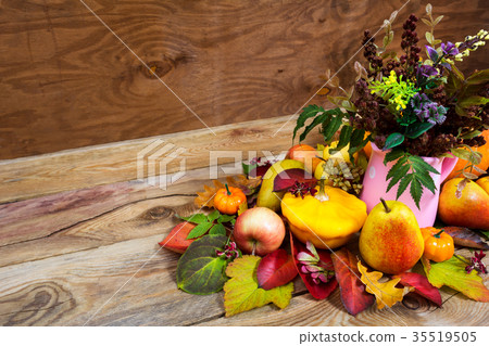 Rustic fall centerpiece with wild grass in vase  35519505