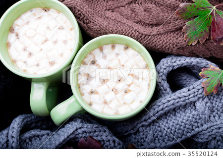 Two cup of coffee or hot chocolate 35520124