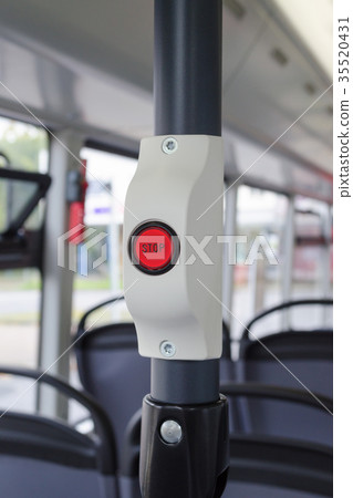 bus interior, german modern city bus, stop button 35520431