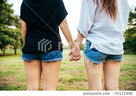 LGBT lesbian women couple moments happiness. LGBT lesbian women couple moments happiness. 35522986