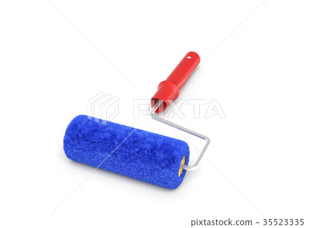 3d rendering of a paint roller in front view with - Stock Illustration