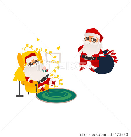 vector flat santa claus scenes set vector flat santa claus scenes set 35523580