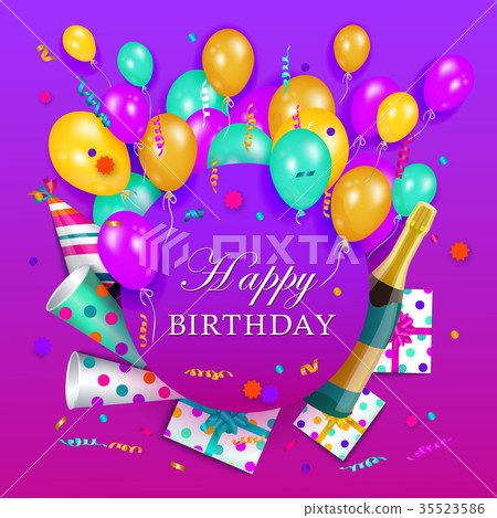 vector happy birthday banner poster template 35523586