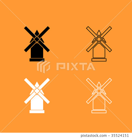 Windmill black and white set icon . Windmill black and white set icon . 35524151