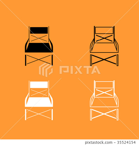 Folding chair black and white set icon . Folding chair black and white set icon . 35524154