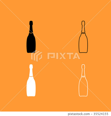 Champagne black and white set icon . 35524155