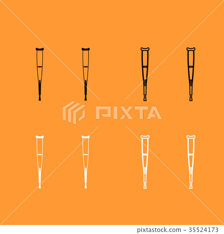 Pair of crutches black and white set icon . Pair of crutches black and white set icon . 35524173