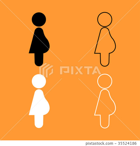 Pregnant woman black and white set icon . Pregnant woman black and white set icon . 35524186
