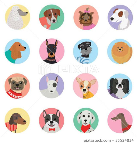 Vector seamless background with dogs icon flat Vector seamless background with dogs icon flat 35524834
