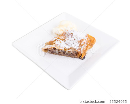 Delicious strudel with apple and walnuts. 35524955