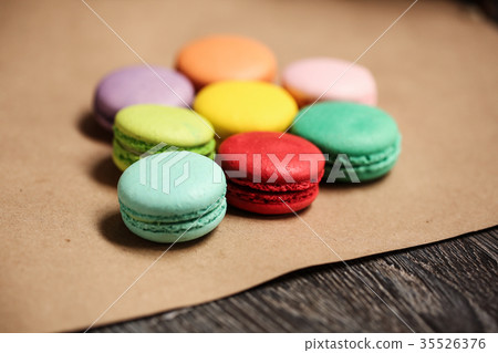 Pyramid of macarons cake. Food concept in bakery 35526376