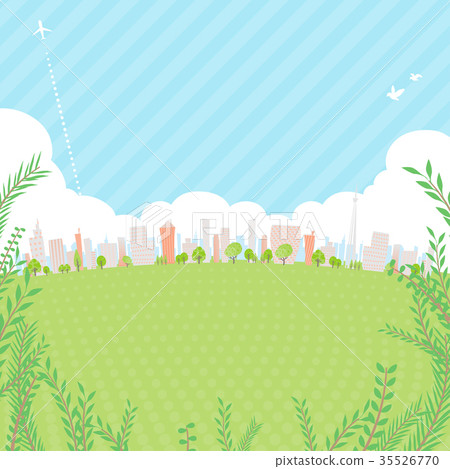 Townscape back image illustration_green square 35526770