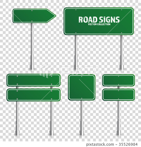 Road Green Traffic Sign Blank Board With Place Stock Illustration