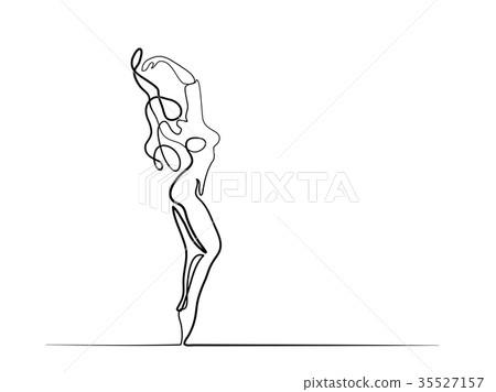 Continuous line drawing of dancing woman Continuous line drawing of dancing woman 35527157