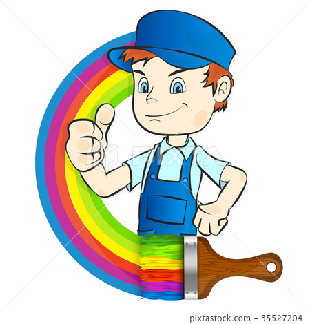 Painter cheerful illustration 35527204