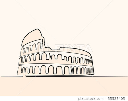 Rome, Coliseum. continuous line icon 35527405