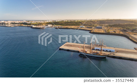 Aerial. Portuguese sea port Sinis with sailboats Aerial. Portuguese sea port Sinis with sailboats 35527440