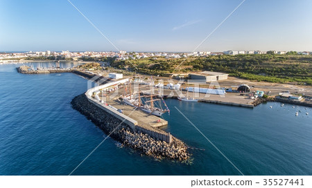 Aerial. Portuguese sea port Sinis with sailboats 35527441