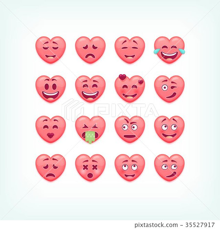 Set of heart shape emoticons. Vector romantic and 35527917