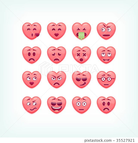 Set of heart shape emoticons. Vector romantic and 35527921
