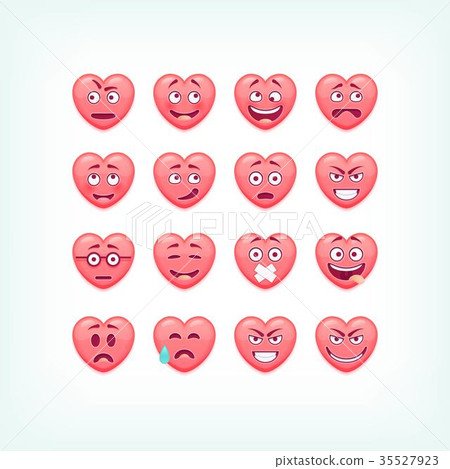 Set of heart shape emoticons. Vector romantic and 35527923