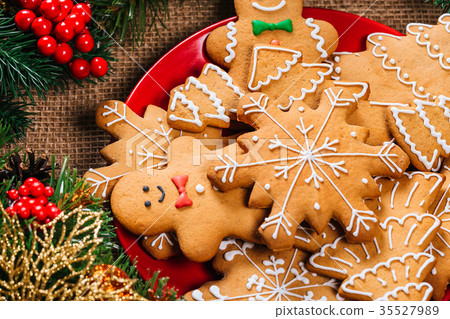 Christmas gingerbread cookies homemade in red  35527989