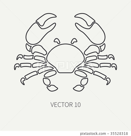Line flat plain vector ocean fauna icon big crab Line flat plain vector ocean fauna icon big crab 35528318