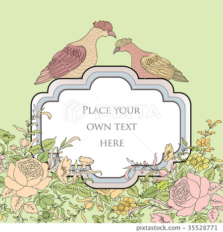 Floral background Flower garden cover with bird Floral background Flower garden cover with bird 35528771