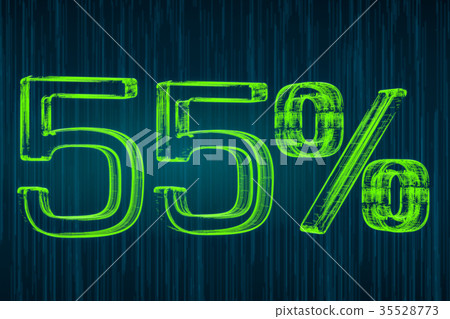 Discount concept, 55 percent luminous inscription Discount concept, 55 percent luminous inscription 35528773