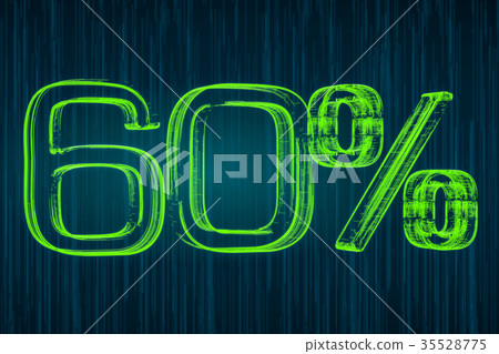 Discount concept, 60 percent luminous inscription 35528775