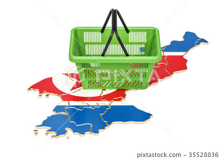 Shopping basket on North Korea map Shopping basket on North Korea map 35528836