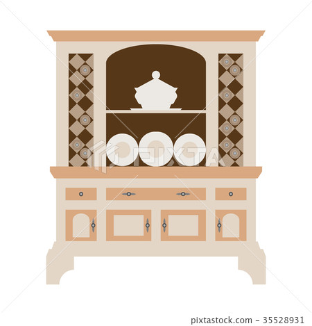 Hutch kitchen buffet with dishes of different Hutch kitchen buffet with dishes of different 35528931