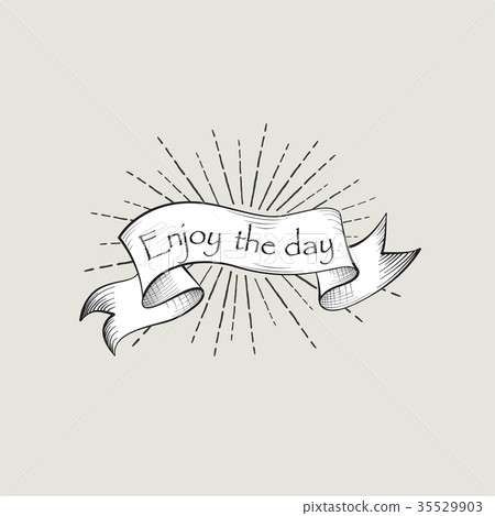 r day sign. Vintage banner. Waving ribbon 35529903