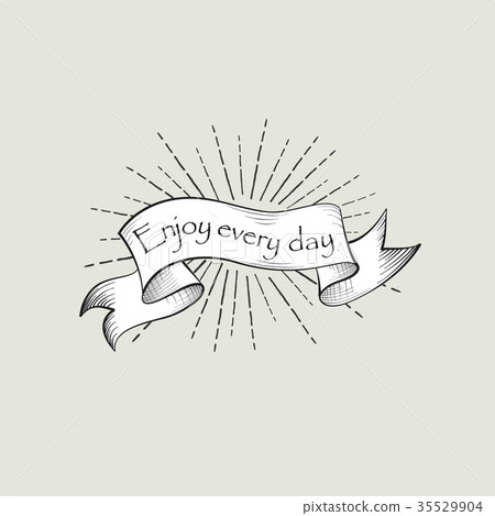 Enjoy every day sign. doodle banner. Waving ribbon 35529904