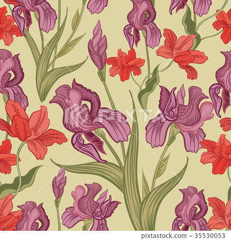 Floral seamless pattern. Flower garden background 35530053