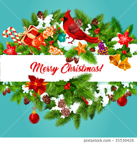 Merry Christmas holiday vector greeting card Merry Christmas holiday vector greeting card 35530428