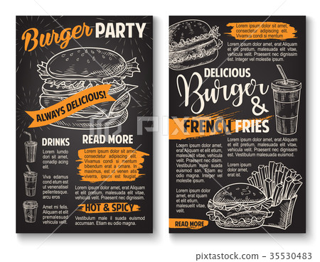 Vector sketch burger fast food restaurant posters Vector sketch burger fast food restaurant posters 35530483