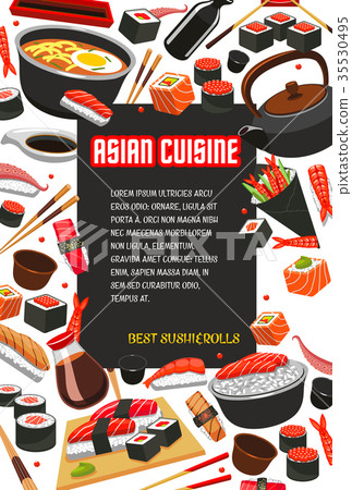 Vector poster for Japanese sushi Asian restaurant 35530495