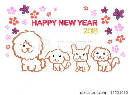 New Year's card 2018 New Year's postcard template 35531010