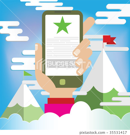 Businessman holds a phone call announcing Businessman holds a phone call announcing 35531417