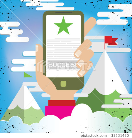 Businessman holds a phone call announcing Businessman holds a phone call announcing 35531420