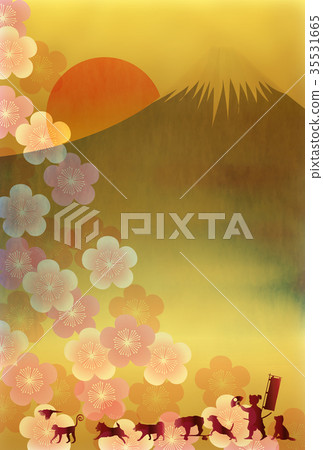 New Year's card, Mt. Fuji background New Year's card, Mt. Fuji background 35531665