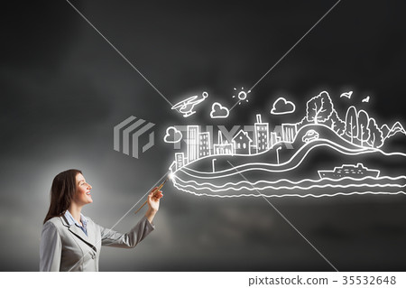 Woman with paint brush Woman with paint brush 35532648